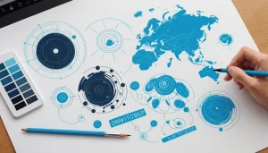 Pros and Cons of Scraping for Product Feedback, Digital art, technology concept, abstract, clean lines, minimalist, corporate blue and white, data visualization, glowing nodes, wordpress, php, html, css