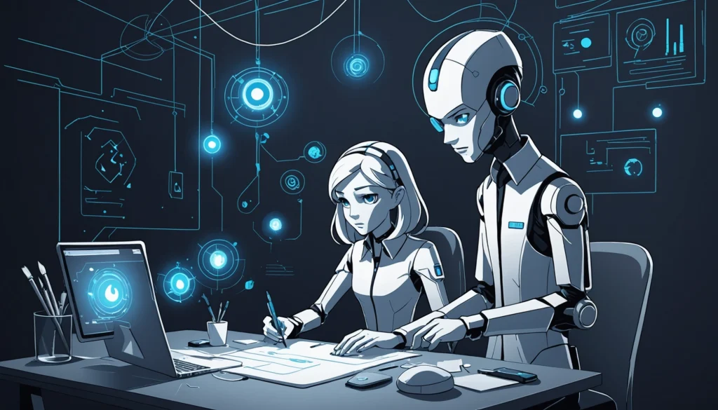 Shared Features of Lusha and Kaspr for LinkedIn Extraction, Digital art, technology concept, abstract, clean lines, minimalist, corporate blue and white, data visualization, glowing nodes, wordpress, php, html, css