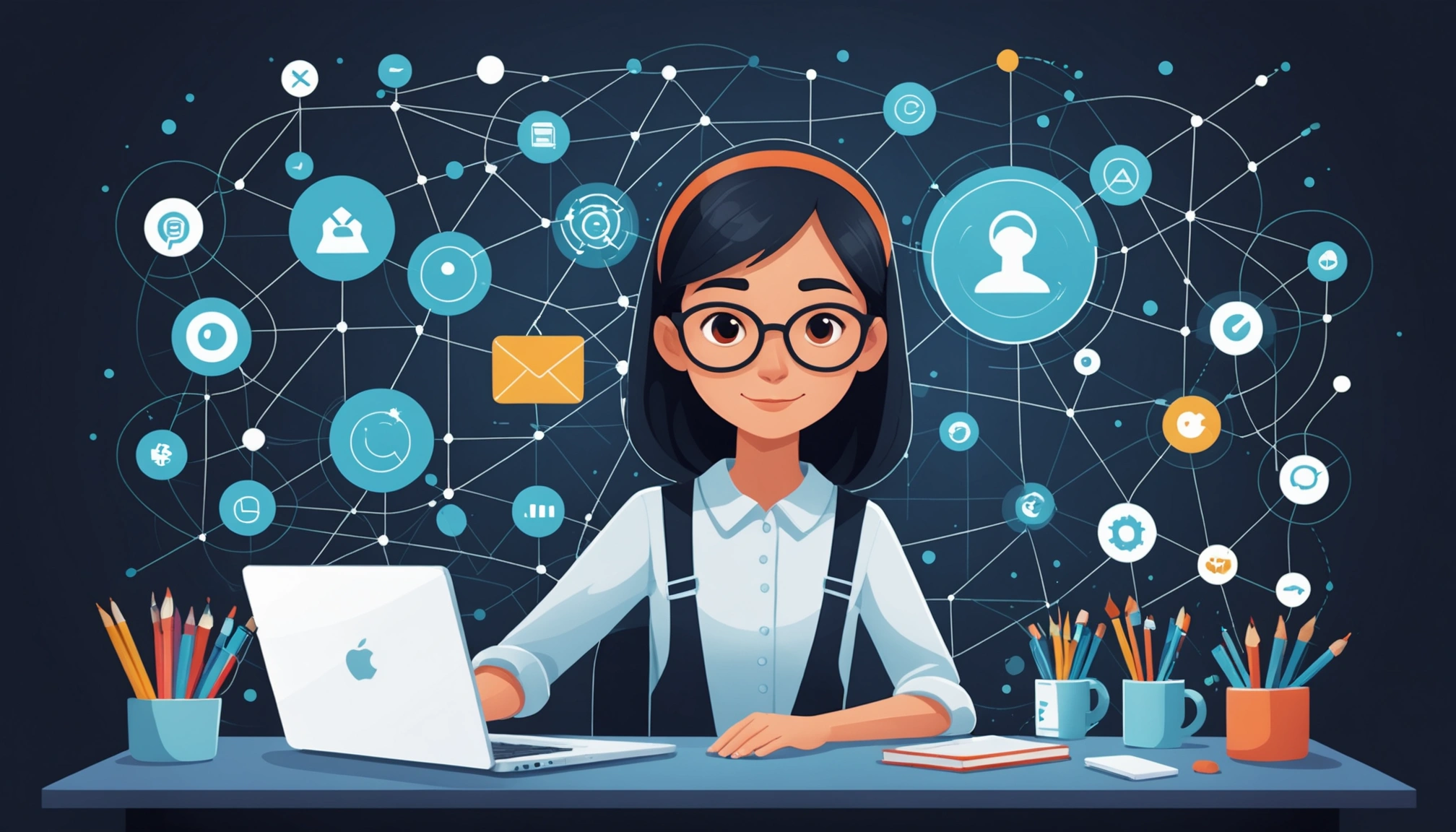 Similarities Between Email Scraping and Data Mining, Digital art, technology concept, abstract, clean lines, minimalist, corporate blue and white, data visualization, glowing nodes, wordpress, php, html, css