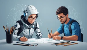 Similarities Between Manual Scraping and Automated Extraction, Digital art, technology concept, abstract, clean lines, minimalist, corporate blue and white, data visualization, glowing nodes, wordpress, php, html, css