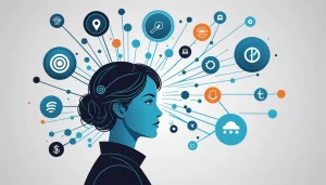 Similarities Between API Extraction and Webhook Integrations, Digital art, technology concept, abstract, clean lines, minimalist, corporate blue and white, data visualization, glowing nodes, wordpress, php, html, css