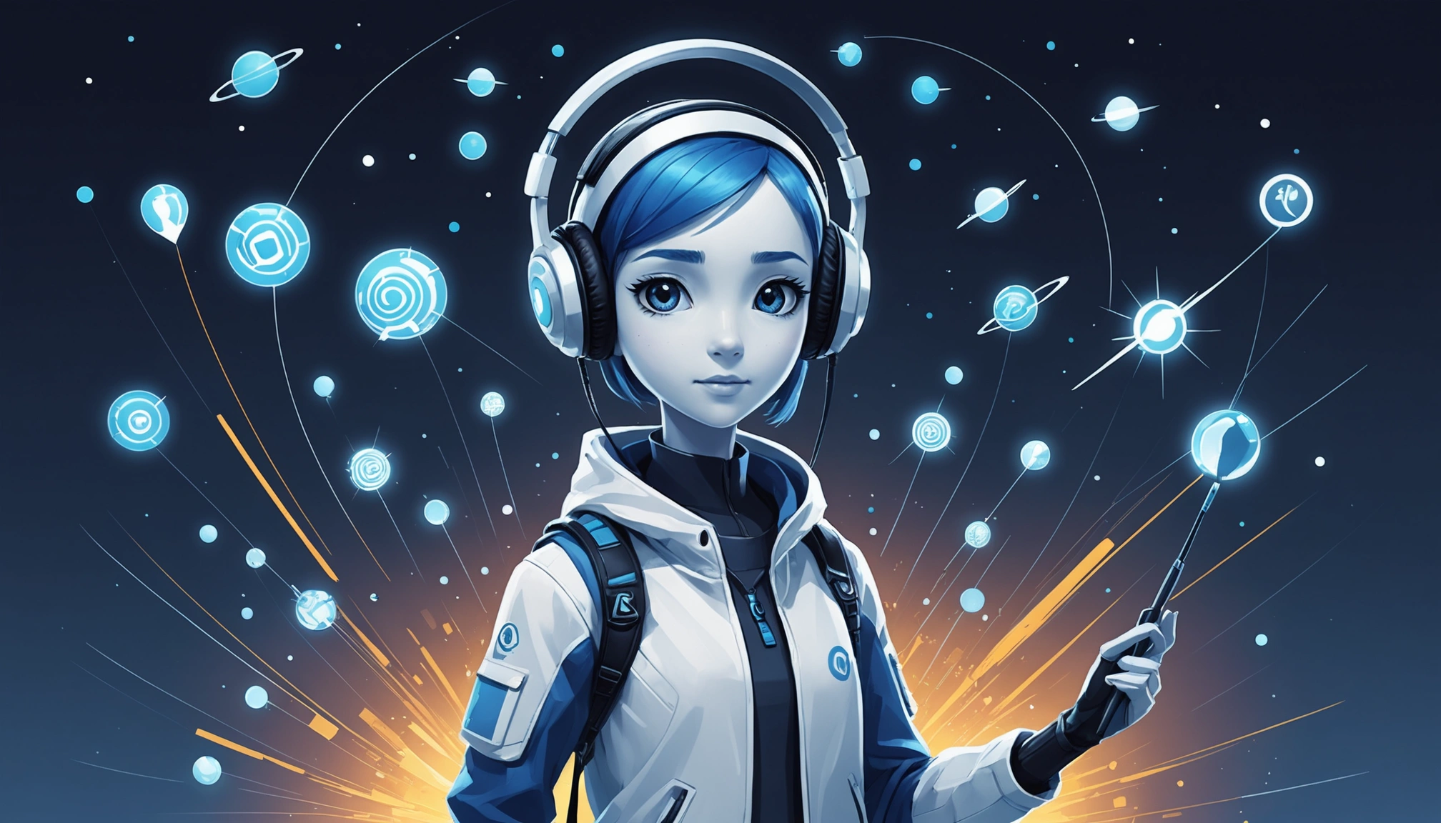 What Clearbit and FullContact Have in Common, Digital art, technology concept, abstract, clean lines, minimalist, corporate blue and white, data visualization, glowing nodes, wordpress, php, html, css