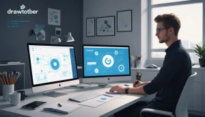 What Mailshake and Lemlist Share in Outreach Features, Digital art, technology concept, abstract, clean lines, minimalist, corporate blue and white, data visualization, glowing nodes, wordpress, php, html, css