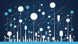 Similarities Between Mixmax and Yesware for Gmail, Digital art, technology concept, abstract, clean lines, minimalist, corporate blue and white, data visualization, glowing nodes, wordpress, php, html, css