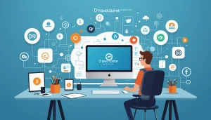 Common Features of Pipedrive and Close CRM Integrations, Digital art, technology concept, abstract, clean lines, minimalist, corporate blue and white, data visualization, glowing nodes, wordpress, php, html, css