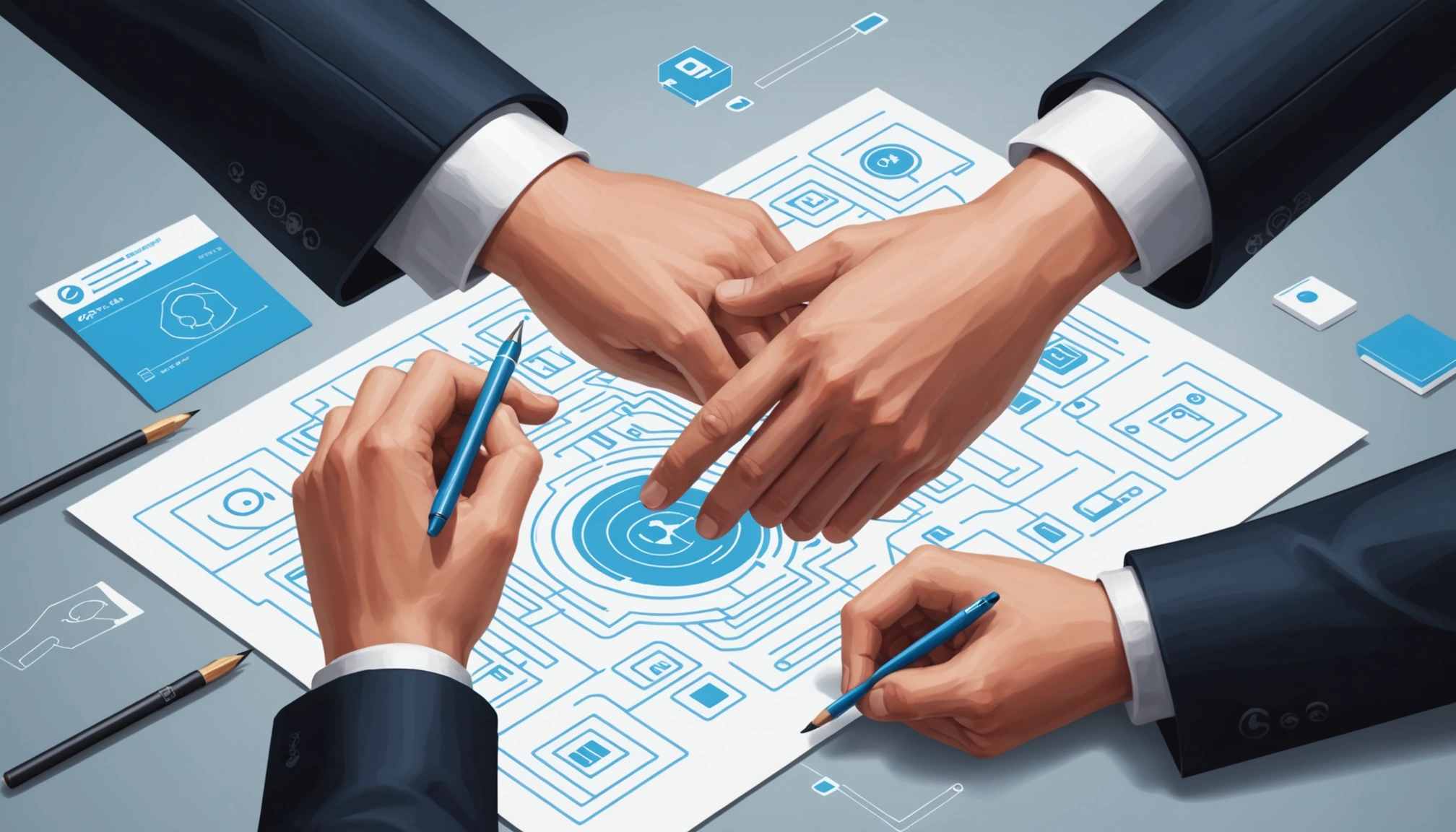 Shared Mechanics of SMTP Handshake Verification, Digital art, technology concept, abstract, clean lines, minimalist, corporate blue and white, data visualization, glowing nodes, wordpress, php, html, css