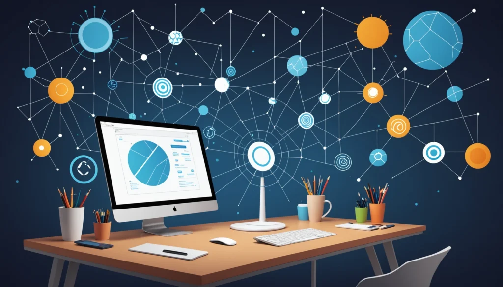 Similarities Between Web Scraping and Web Crawling, Digital art, technology concept, abstract, clean lines, minimalist, corporate blue and white, data visualization, glowing nodes, wordpress, php, html, css