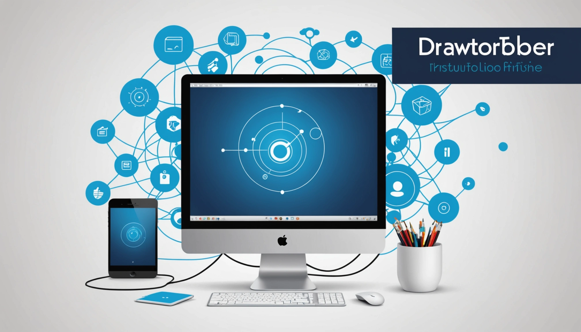 Similarities Between Whois Data and Domain Registration Info, Digital art, technology concept, abstract, clean lines, minimalist, corporate blue and white, data visualization, glowing nodes, wordpress, php, html, css