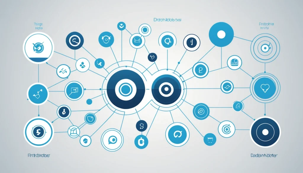 Similarities Between Webhooks and API Calls for Data Transfer, Digital art, technology concept, abstract, clean lines, minimalist, corporate blue and white, data visualization, glowing nodes, wordpress, php, html, css