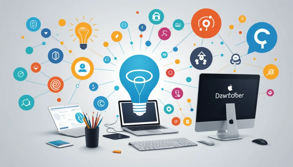 Similarities Between Account Based Marketing and Inbound Marketing, Digital art, technology concept, abstract, clean lines, minimalist, corporate blue and white, data visualization, glowing nodes, wordpress, php, html, css