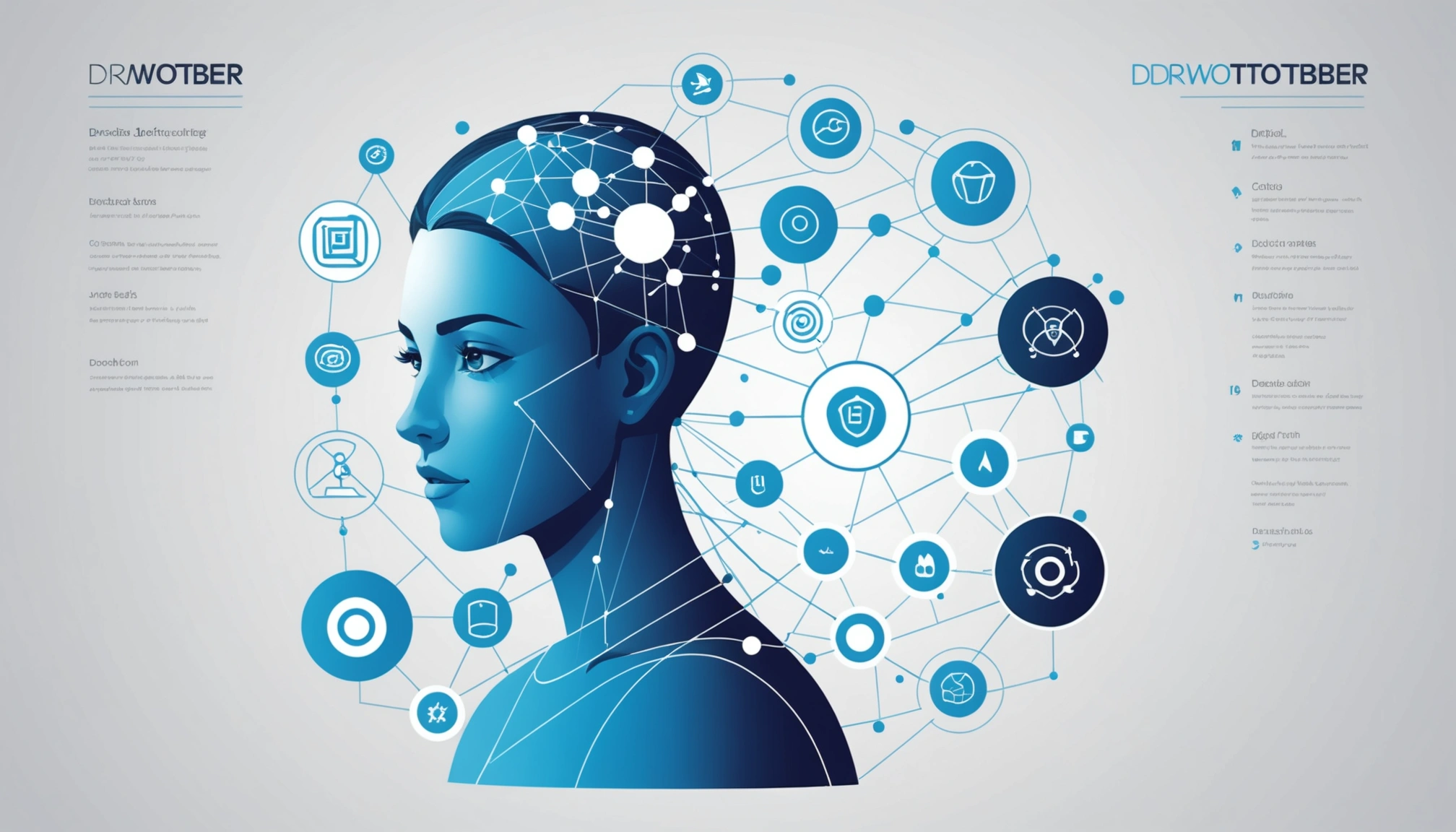 Common Features of JSON and XML Data Formats, Digital art, technology concept, abstract, clean lines, minimalist, corporate blue and white, data visualization, glowing nodes, wordpress, php, html, css