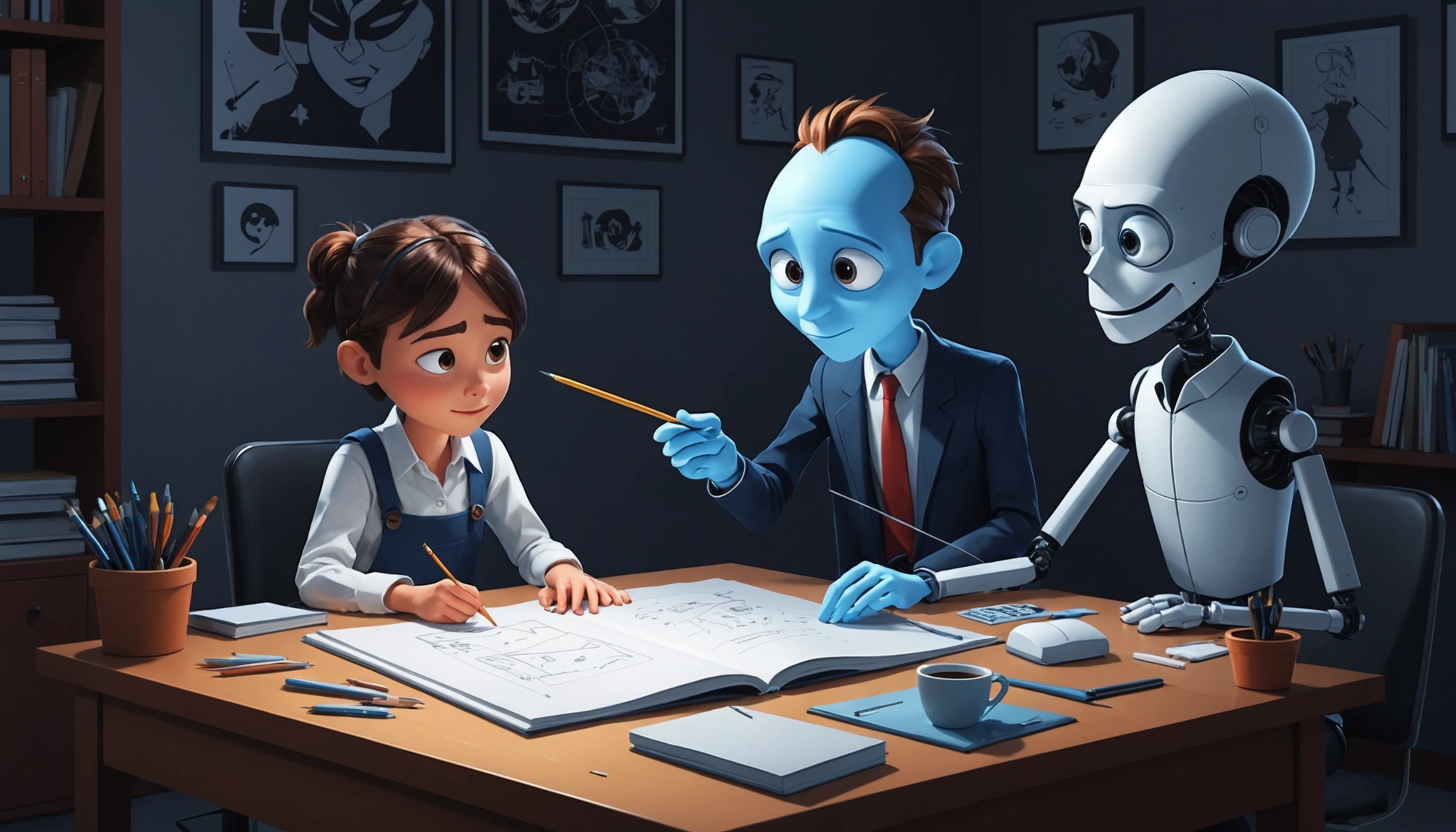 What Puppeteer and Playwright Have in Common, Digital art, technology concept, abstract, clean lines, minimalist, corporate blue and white, data visualization, glowing nodes, wordpress, php, html, css