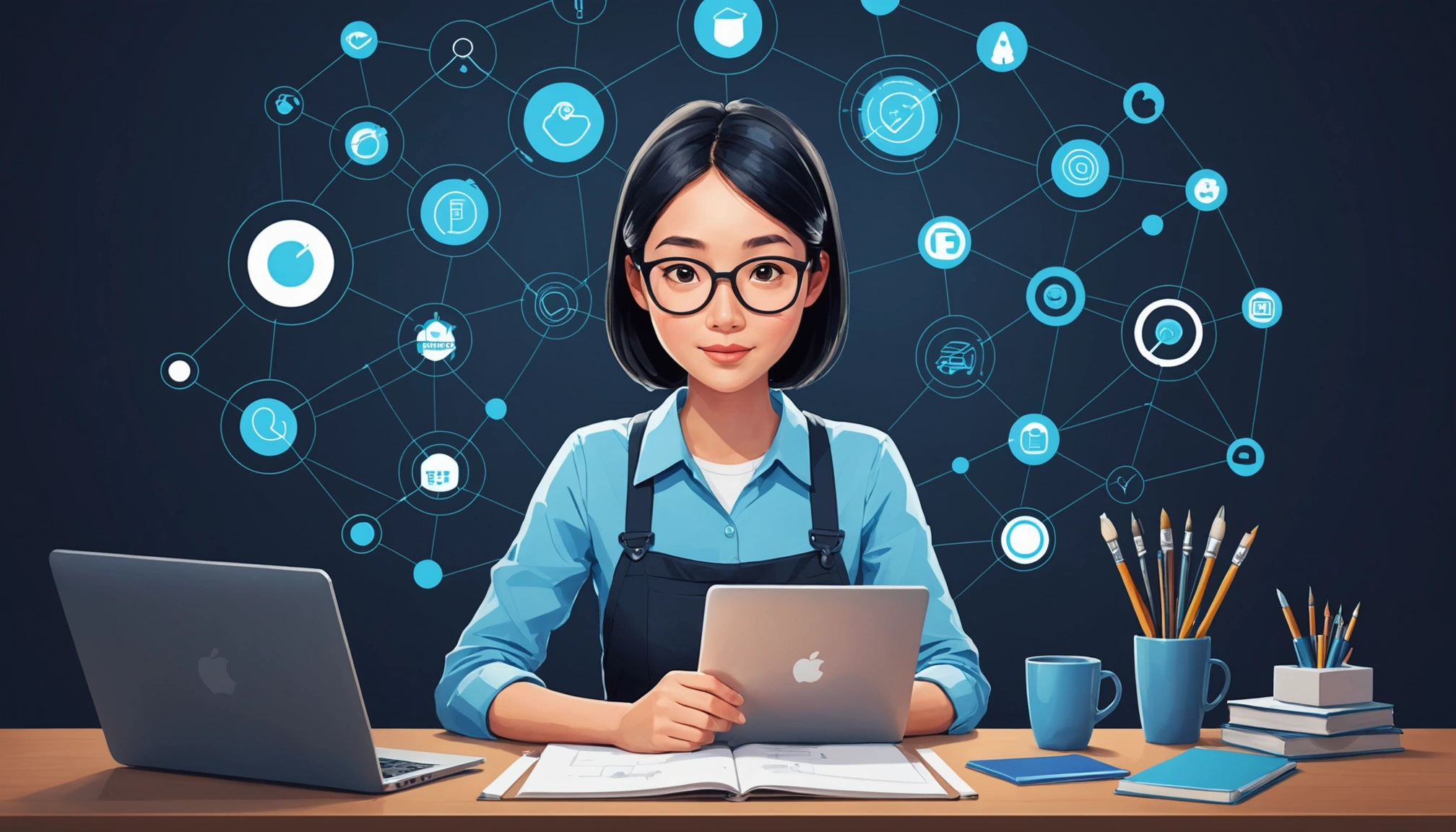 What Customer Support and Knowledge Bases Share in Tool Value, Digital art, technology concept, abstract, clean lines, minimalist, corporate blue and white, data visualization, glowing nodes, wordpress, php, html, css