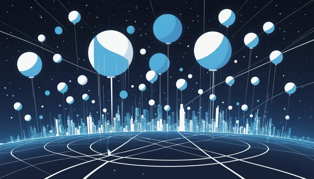 Similarities Between DKIM and SPF Records, Digital art, technology concept, abstract, clean lines, minimalist, corporate blue and white, data visualization, glowing nodes, wordpress, php, html, css