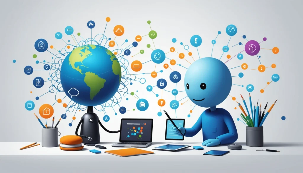Similarities Between Click-Through Rate and Open Rate, Digital art, technology concept, abstract, clean lines, minimalist, corporate blue and white, data visualization, glowing nodes, wordpress, php, html, css