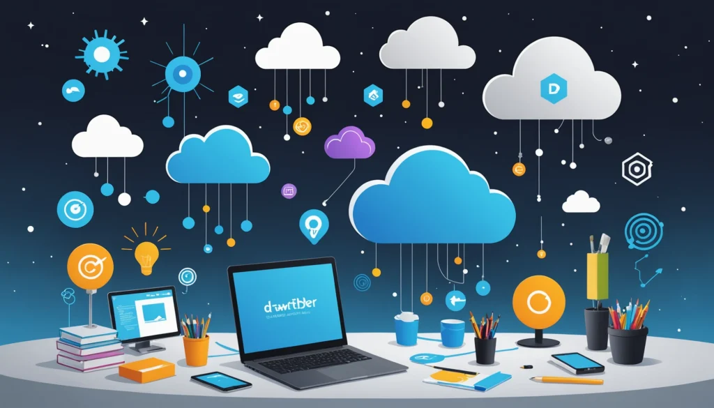 Common Features of Cloud Computing and Edge Computing for Bots, Digital art, technology concept, abstract, clean lines, minimalist, corporate blue and white, data visualization, glowing nodes, wordpress, php, html, css