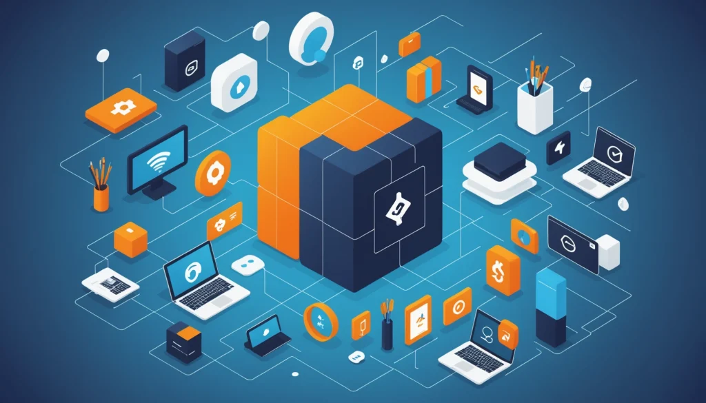What Docker and Kubernetes Share in Scraper Deployment, Digital art, technology concept, abstract, clean lines, minimalist, corporate blue and white, data visualization, glowing nodes, wordpress, php, html, css