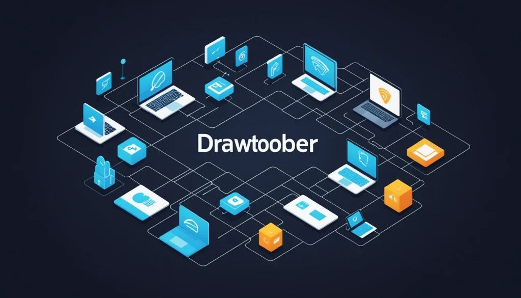 Common Features of VPNs and Proxies, Digital art, technology concept, abstract, clean lines, minimalist, corporate blue and white, data visualization, glowing nodes, wordpress, php, html, css