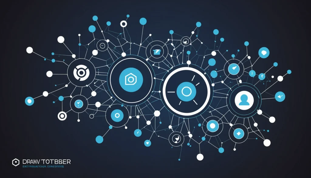 Similarities Between Git and SVN for Version Control, Digital art, technology concept, abstract, clean lines, minimalist, corporate blue and white, data visualization, glowing nodes, wordpress, php, html, css