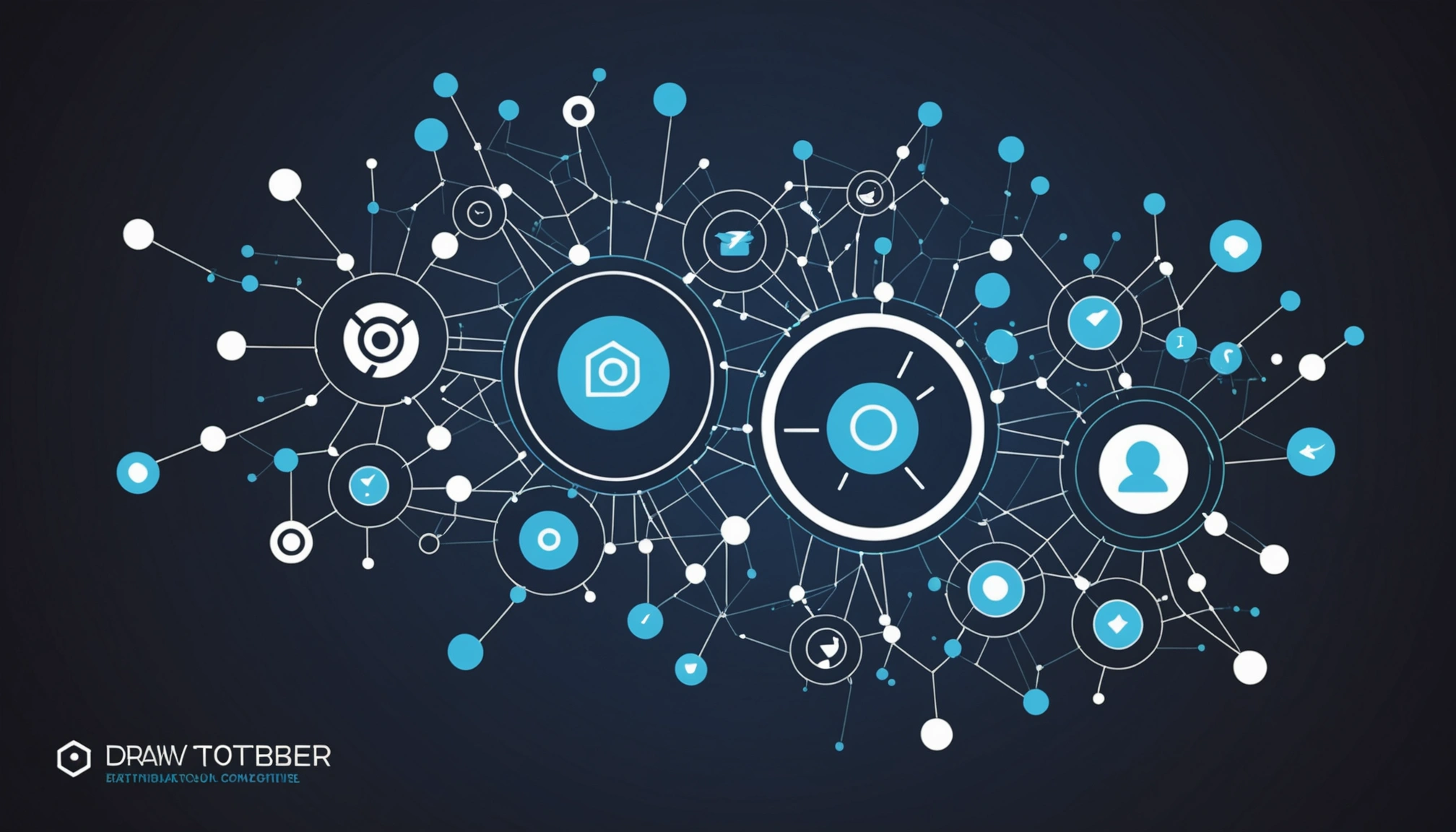 Similarities Between Git and SVN for Version Control, Digital art, technology concept, abstract, clean lines, minimalist, corporate blue and white, data visualization, glowing nodes, wordpress, php, html, css