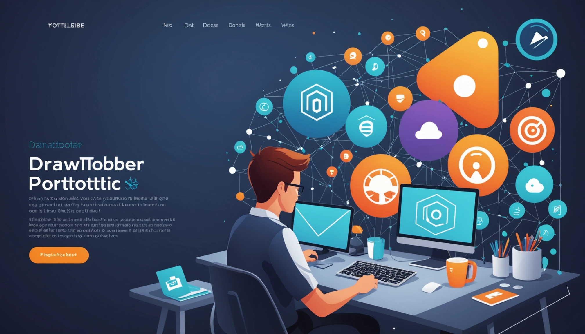 What GitHub and GitLab Share for Code Hosting, Digital art, technology concept, abstract, clean lines, minimalist, corporate blue and white, data visualization, glowing nodes, wordpress, php, html, css
