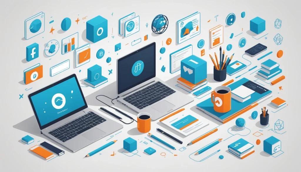 Common Features of Requests and Axios Libraries, Digital art, technology concept, abstract, clean lines, minimalist, corporate blue and white, data visualization, glowing nodes, wordpress, php, html, css