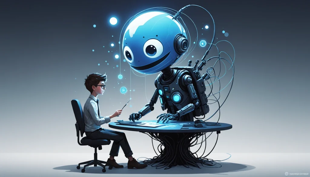What Cypress and Puppeteer Have in Common for Testing, Digital art, technology concept, abstract, clean lines, minimalist, corporate blue and white, data visualization, glowing nodes, wordpress, php, html, css