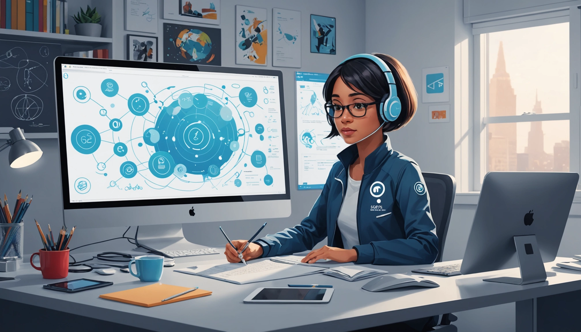 Common Features of Jsoup and HtmlUnit, Digital art, technology concept, abstract, clean lines, minimalist, corporate blue and white, data visualization, glowing nodes, wordpress, php, html, css