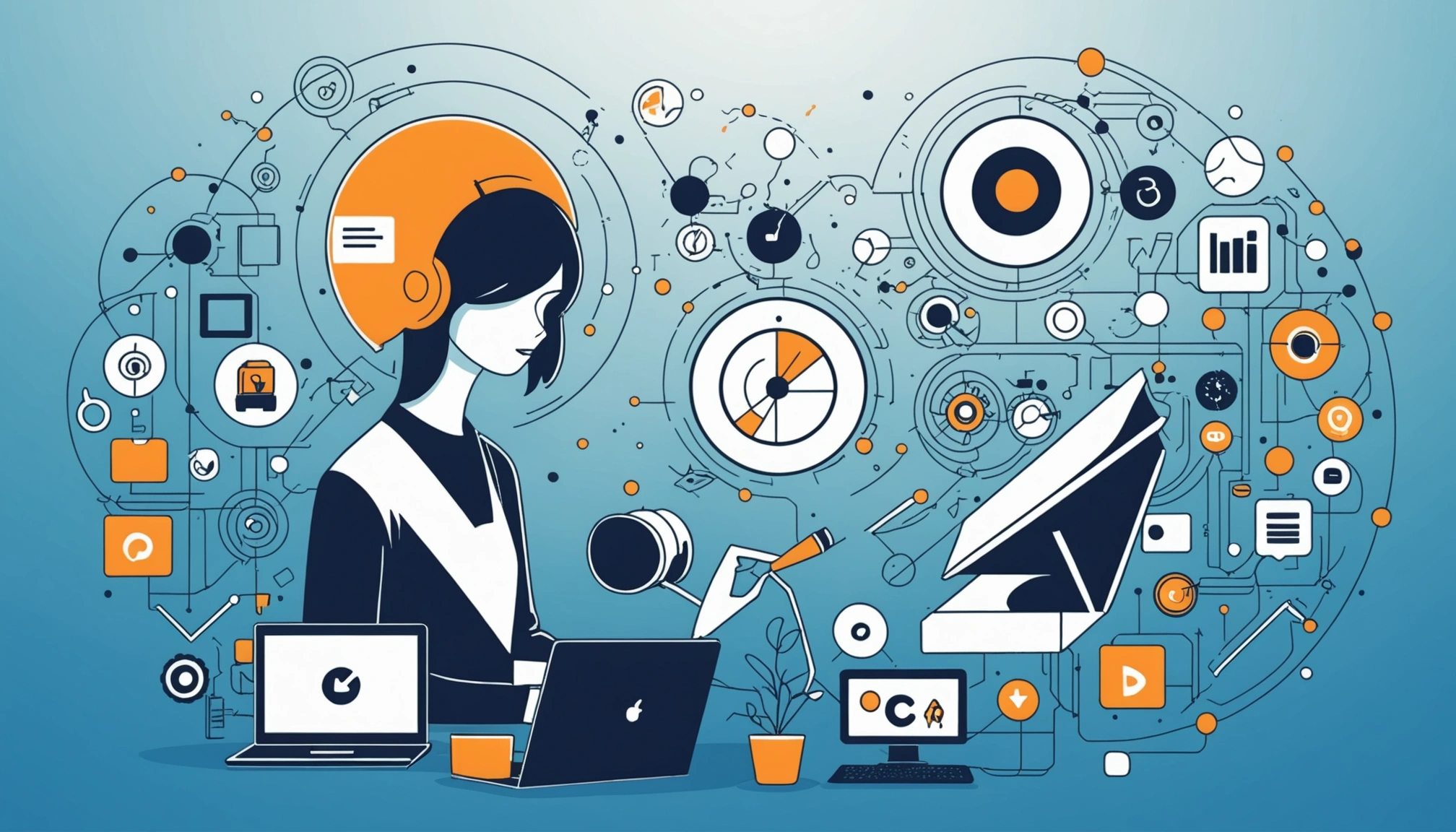 What CI/CD and DevOps Have in Common for Data Pipelines, Digital art, technology concept, abstract, clean lines, minimalist, corporate blue and white, data visualization, glowing nodes, wordpress, php, html, css