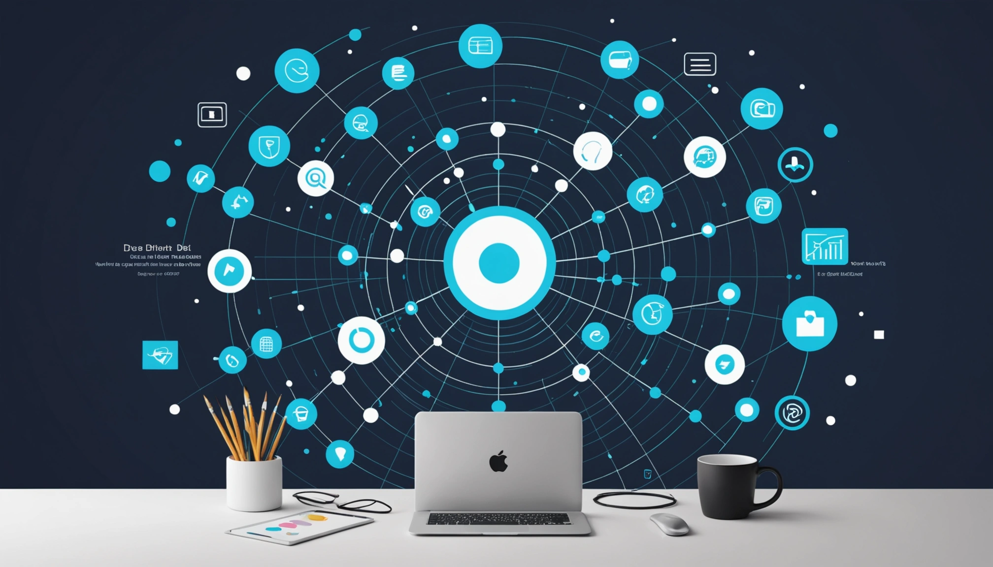 Similarities Between Data Governance and Data Stewardship, Digital art, technology concept, abstract, clean lines, minimalist, corporate blue and white, data visualization, glowing nodes, wordpress, php, html, css