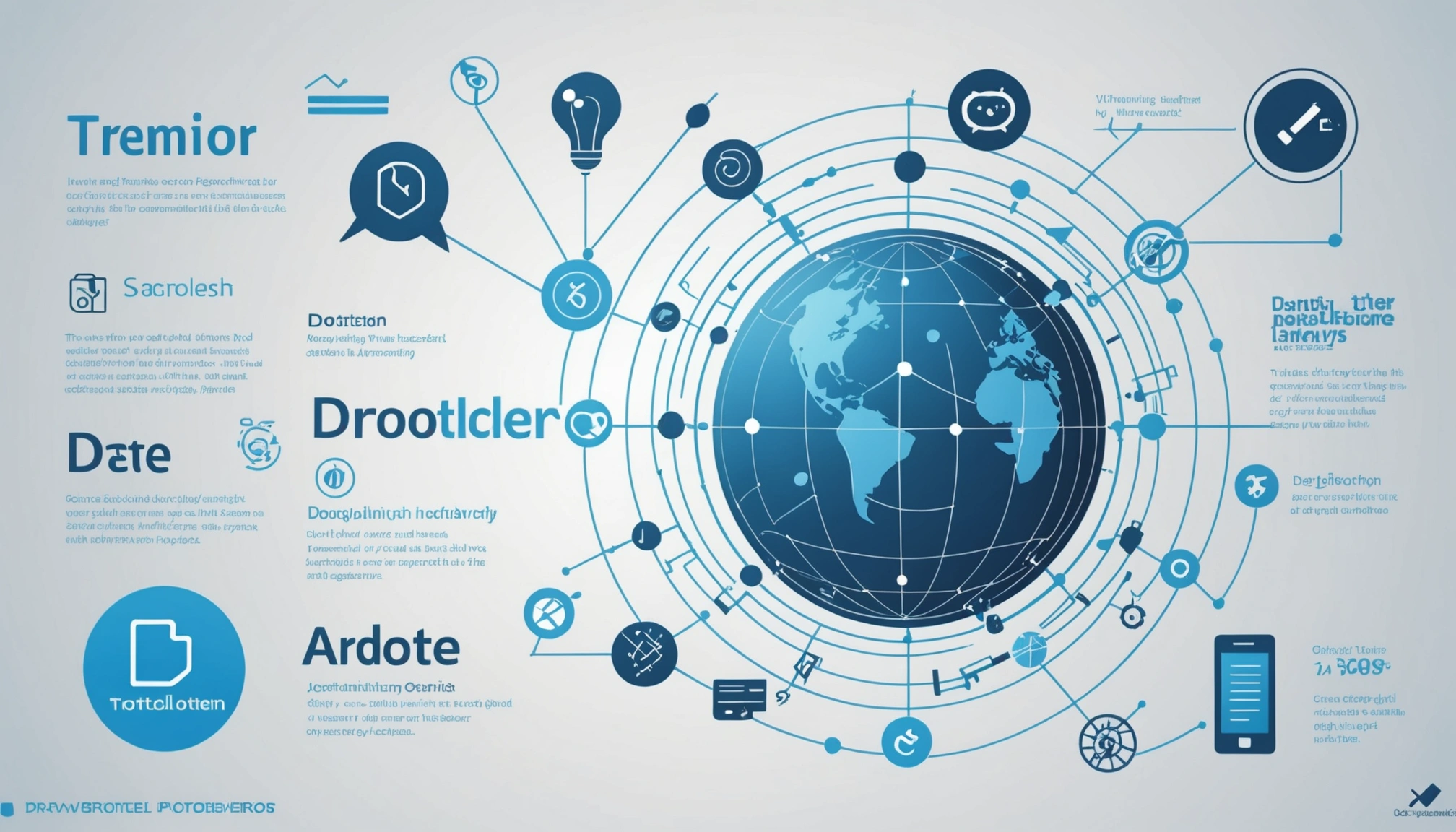 Common Features of NLP and OCR in Data Processing, Digital art, technology concept, abstract, clean lines, minimalist, corporate blue and white, data visualization, glowing nodes, wordpress, php, html, css