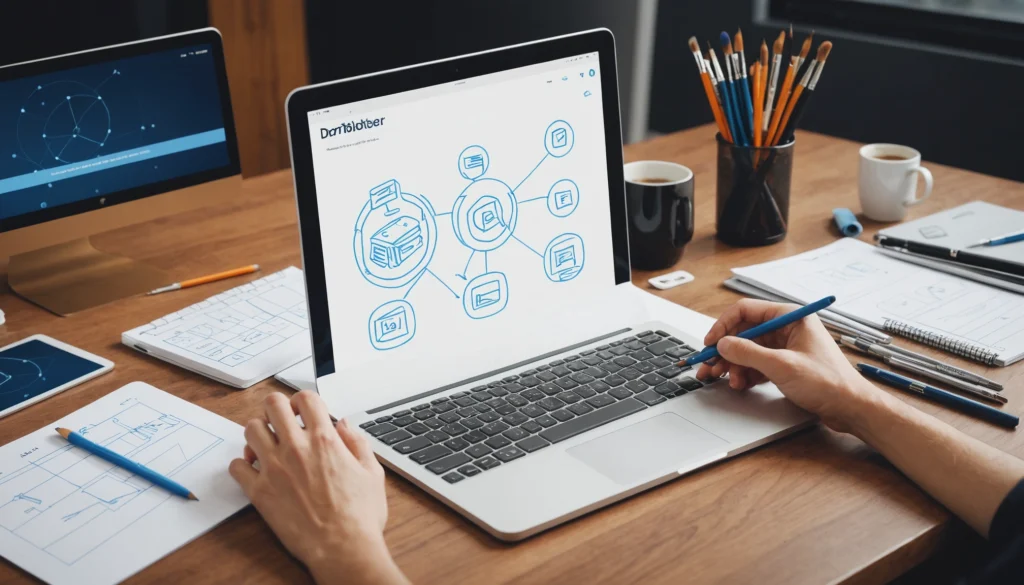 How to Build a Prospecting List form Scratch, Digital art, technology concept, abstract, clean lines, minimalist, corporate blue and white, data visualization, glowing nodes, wordpress, php, html, css