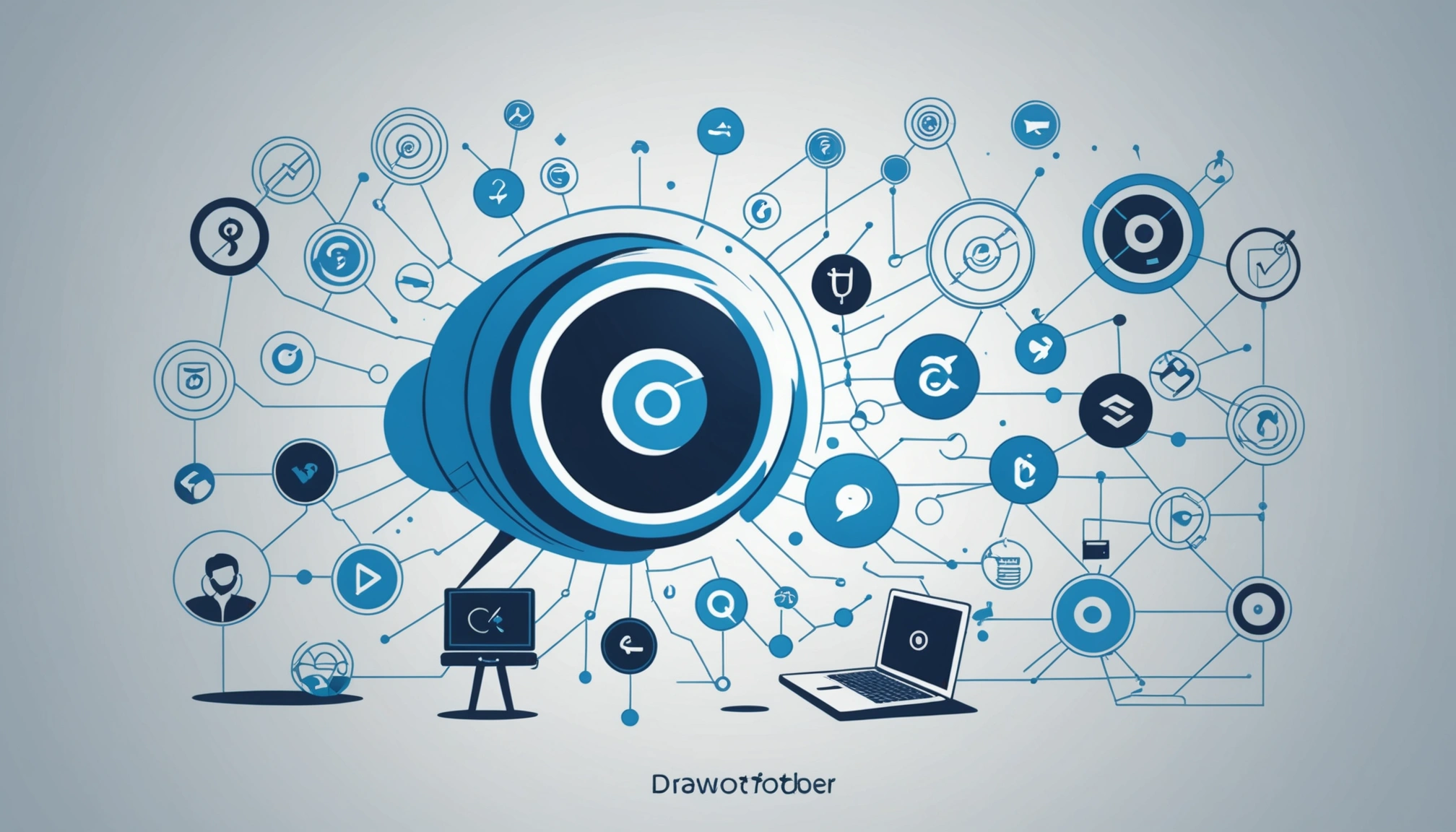 How to Scrape Twitter Followers for Leads, Digital art, technology concept, abstract, clean lines, minimalist, corporate blue and white, data visualization, glowing nodes, wordpress, php, html, css