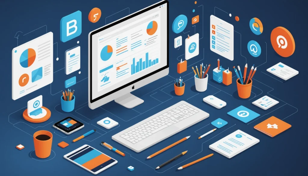 How to Find Decision Makers on Company Websites, Digital art, technology concept, abstract, clean lines, minimalist, corporate blue and white, data visualization, glowing nodes, wordpress, php, html, css
