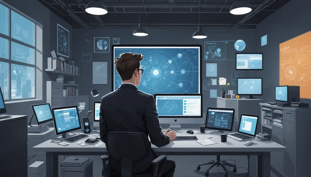 How to Find Journalistsʼ Contact Info for PR, Digital art, technology concept, abstract, clean lines, minimalist, corporate blue and white, data visualization, glowing nodes, wordpress, php, html, css