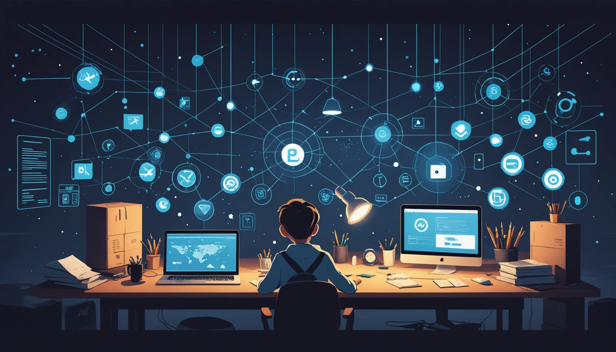 How to Extract Emails from Trustpilot Reviewers, Digital art, technology concept, abstract, clean lines, minimalist, corporate blue and white, data visualization, glowing nodes, wordpress, php, html, css