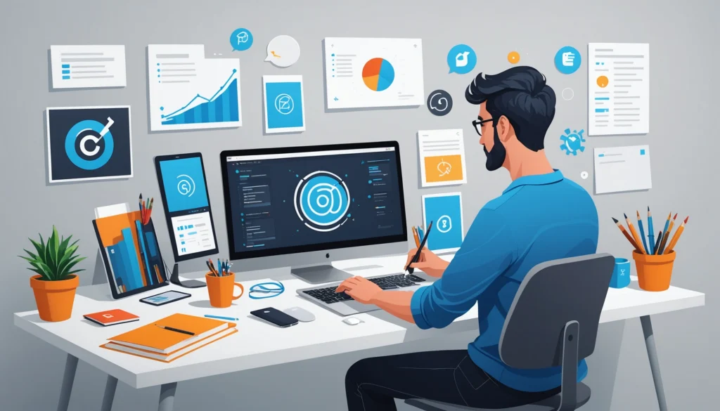 How to Scrape Emails from Slack Communities, Digital art, technology concept, abstract, clean lines, minimalist, corporate blue and white, data visualization, glowing nodes, wordpress, php, html, css