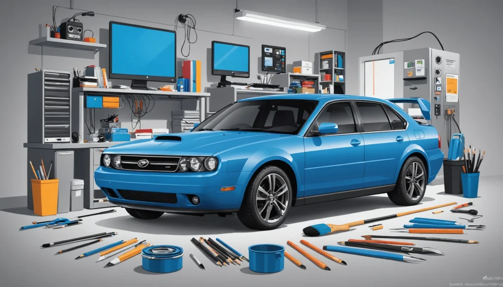 How to Extract Emails from Car Repair Shops, Digital art, technology concept, abstract, clean lines, minimalist, corporate blue and white, data visualization, glowing nodes, wordpress, php, html, css