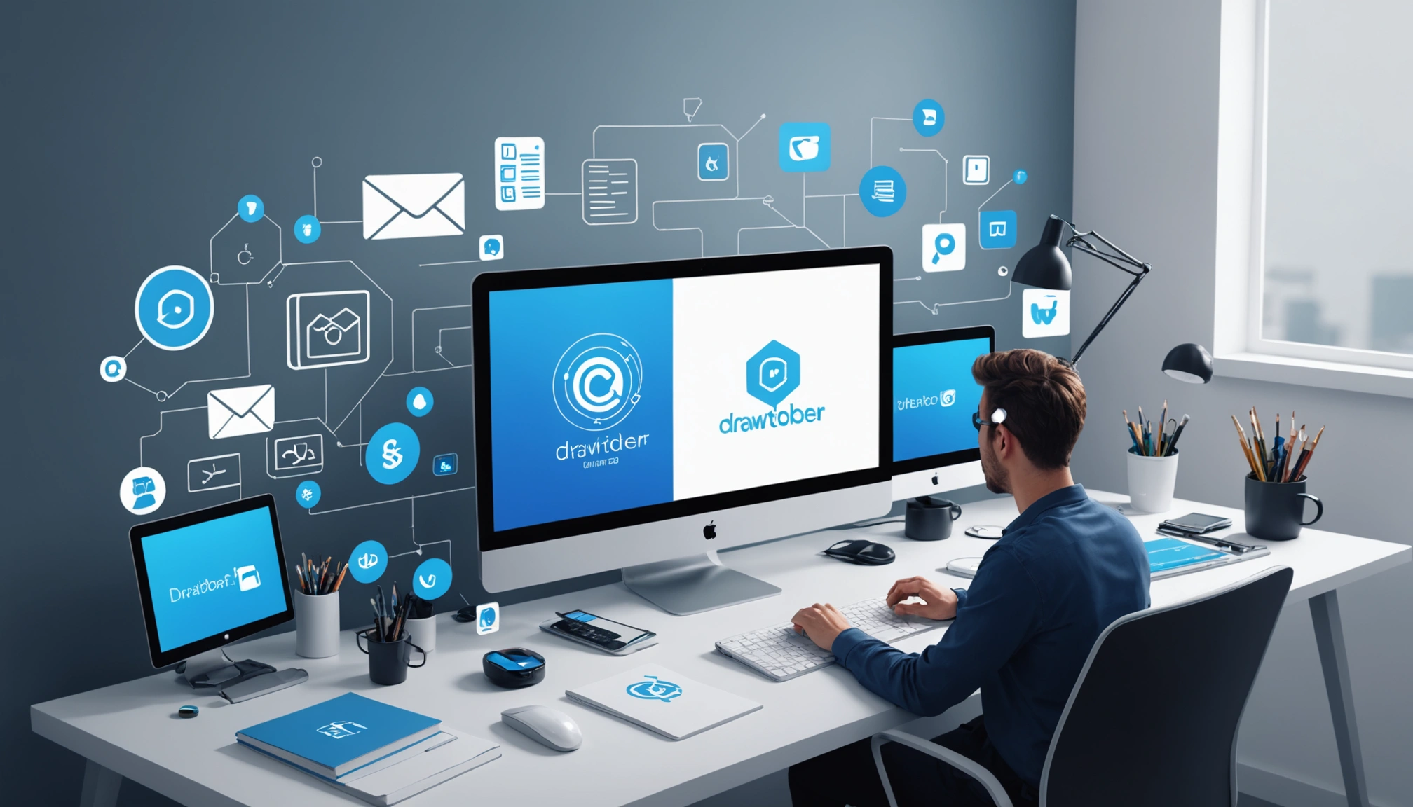 How to Extract Emails from Zoom Chat Logs, Digital art, technology concept, abstract, clean lines, minimalist, corporate blue and white, data visualization, glowing nodes, wordpress, php, html, css