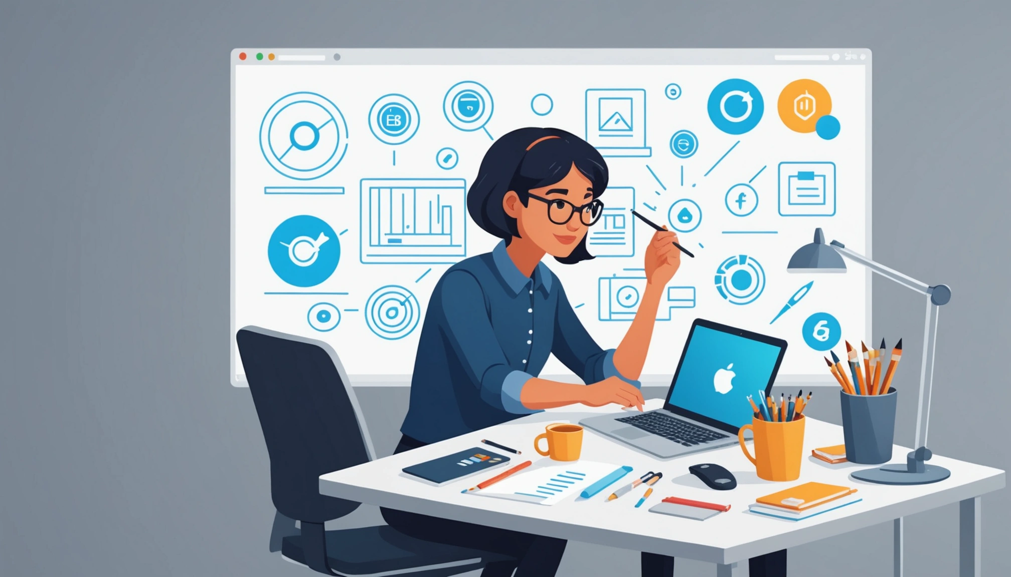 How to Scrape SEO Agencies for White Labeling, Digital art, technology concept, abstract, clean lines, minimalist, corporate blue and white, data visualization, glowing nodes, wordpress, php, html, css