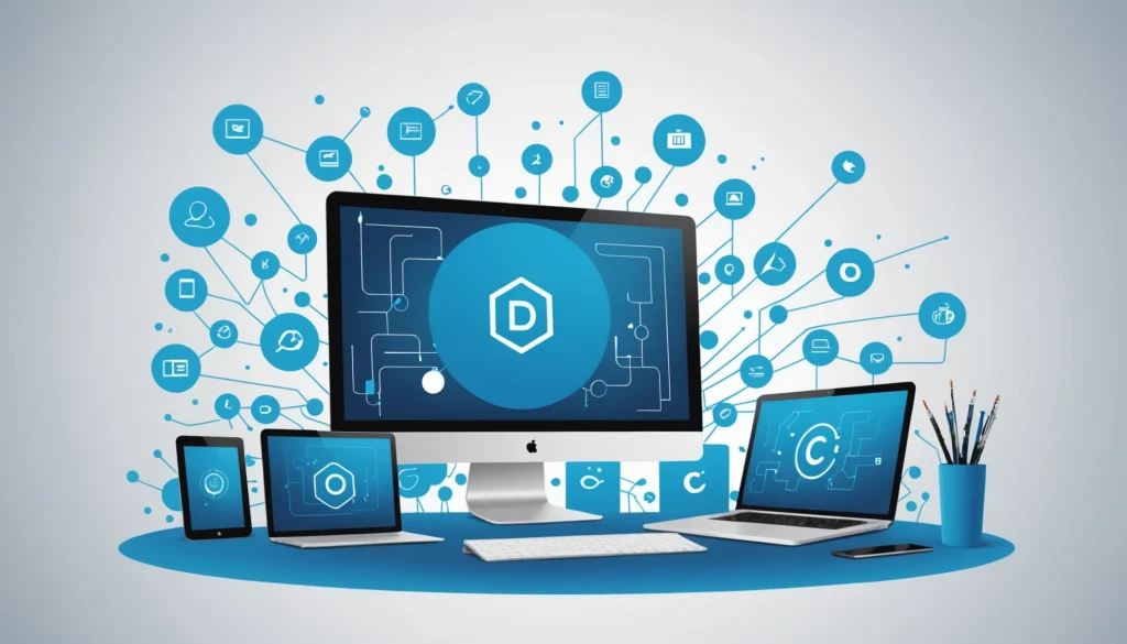 How to Find Cybersecurity Companies, Digital art, technology concept, abstract, clean lines, minimalist, corporate blue and white, data visualization, glowing nodes, wordpress, php, html, css