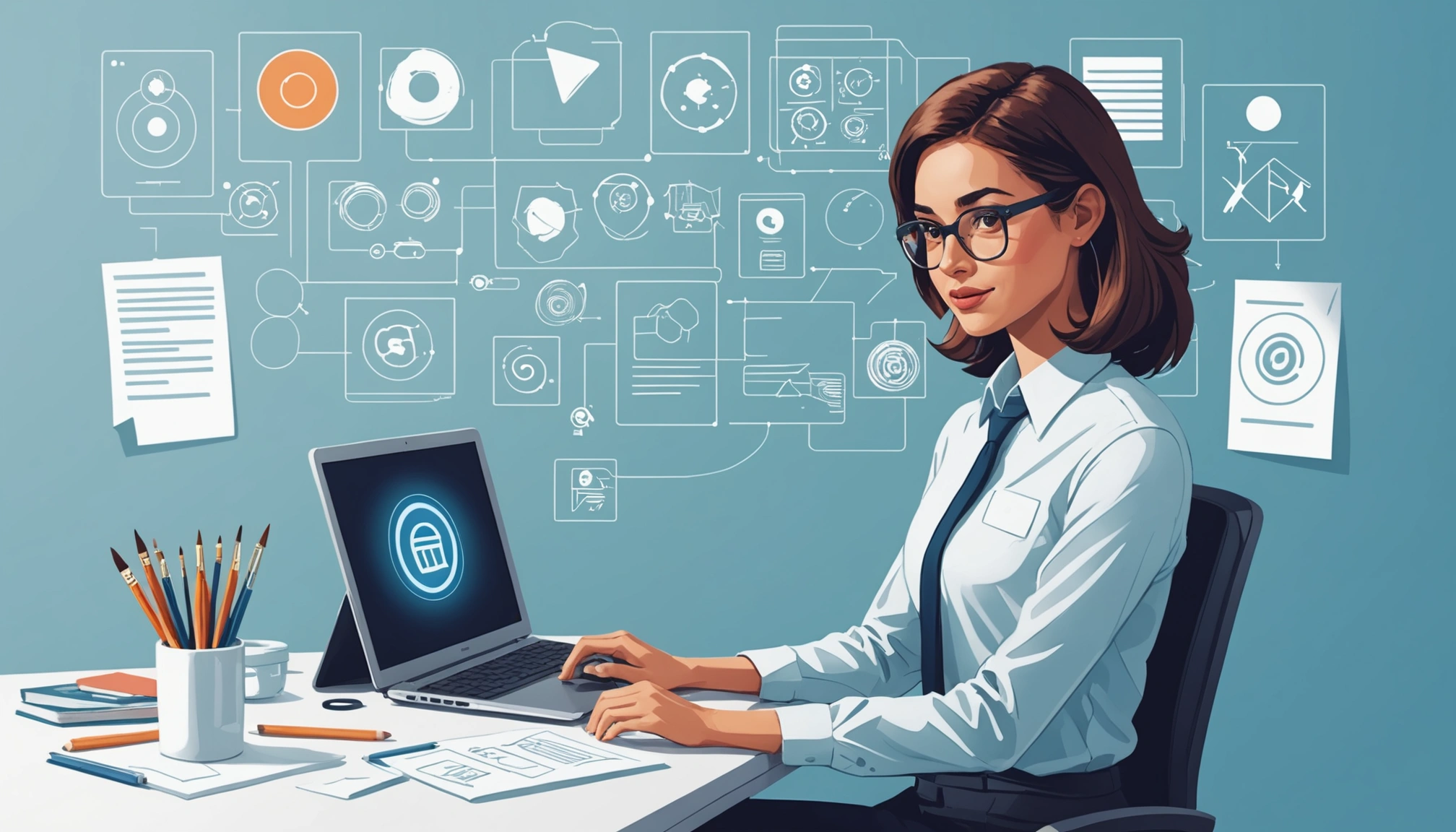 How to Scrape HR Directors for Staffing, Digital art, technology concept, abstract, clean lines, minimalist, corporate blue and white, data visualization, glowing nodes, wordpress, php, html, css