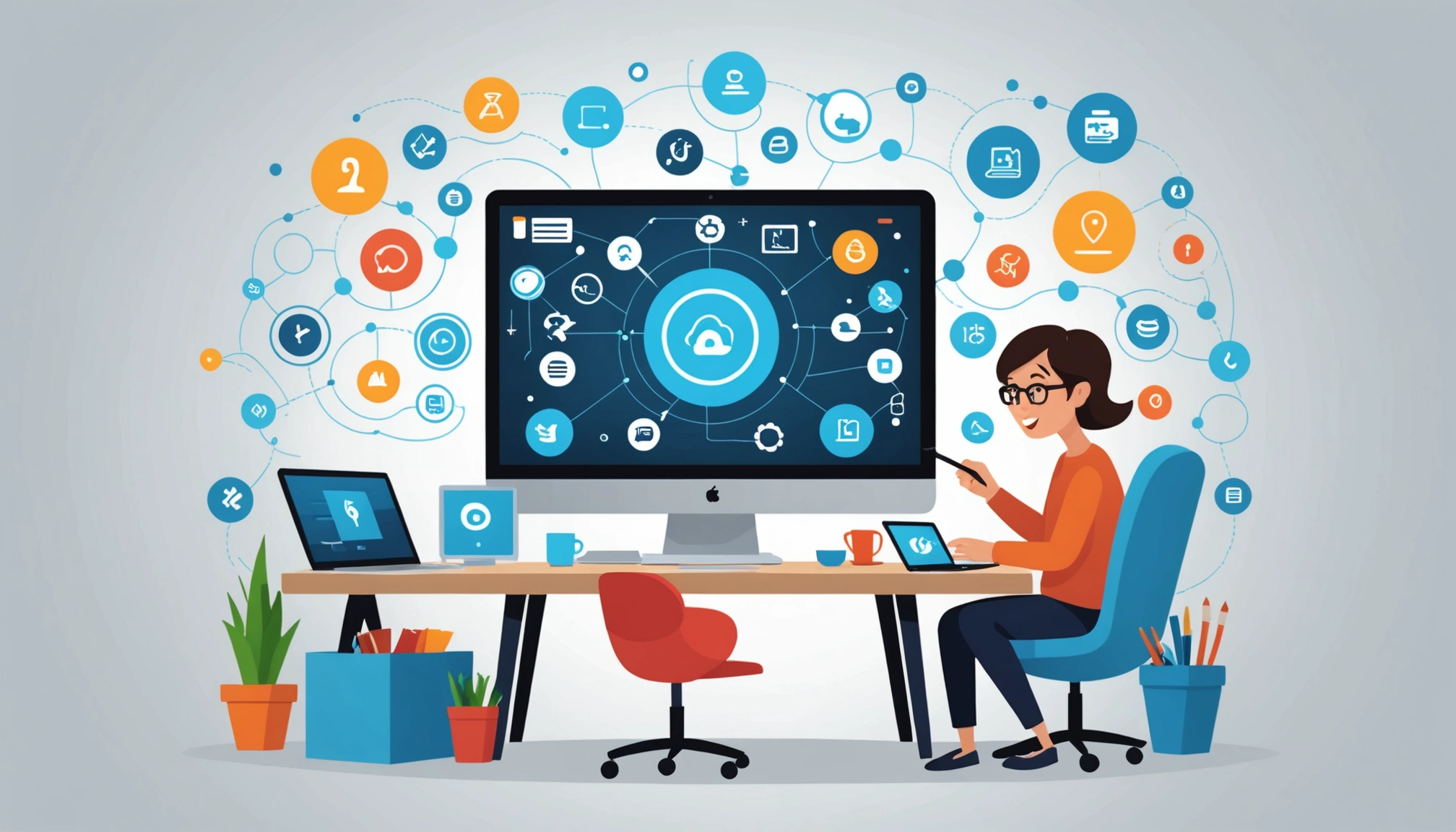 How to Extract Emails from Daycare Centers, Digital art, technology concept, abstract, clean lines, minimalist, corporate blue and white, data visualization, glowing nodes, wordpress, php, html, css