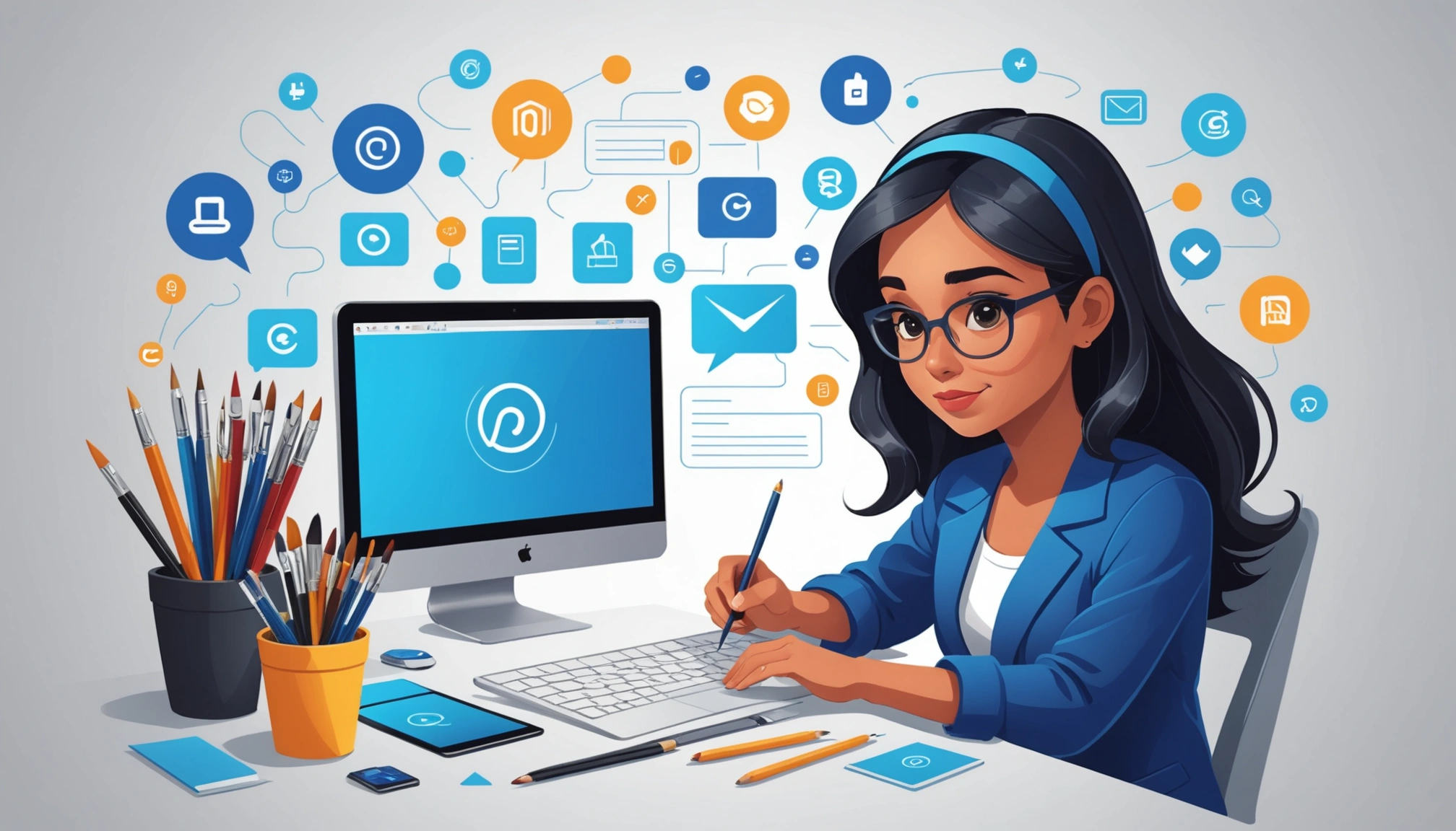 How to Extract Emails from Instagram Business Accounts, Digital art, technology concept, abstract, clean lines, minimalist, corporate blue and white, data visualization, glowing nodes, wordpress, php, html, css