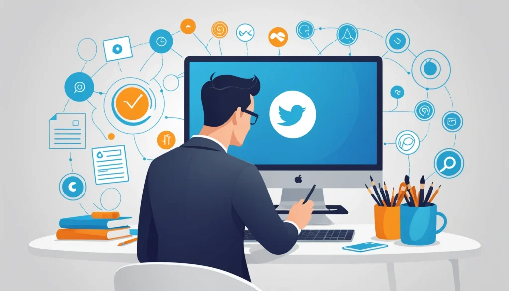 How to Find Twitter Bio Emails, Digital art, technology concept, abstract, clean lines, minimalist, corporate blue and white, data visualization, glowing nodes, wordpress, php, html, css