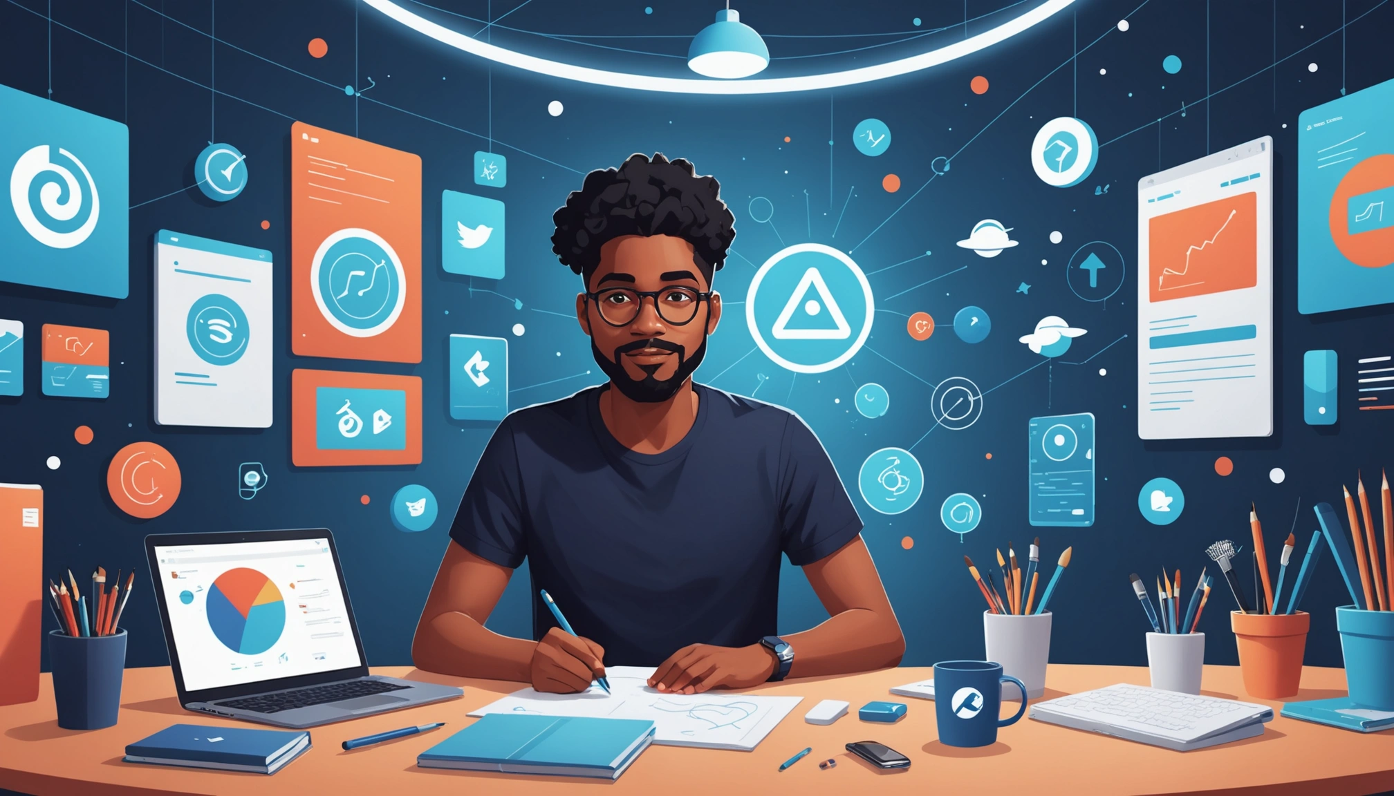 How to Find TikTok Creatorsʼ Emails, Digital art, technology concept, abstract, clean lines, minimalist, corporate blue and white, data visualization, glowing nodes, wordpress, php, html, css