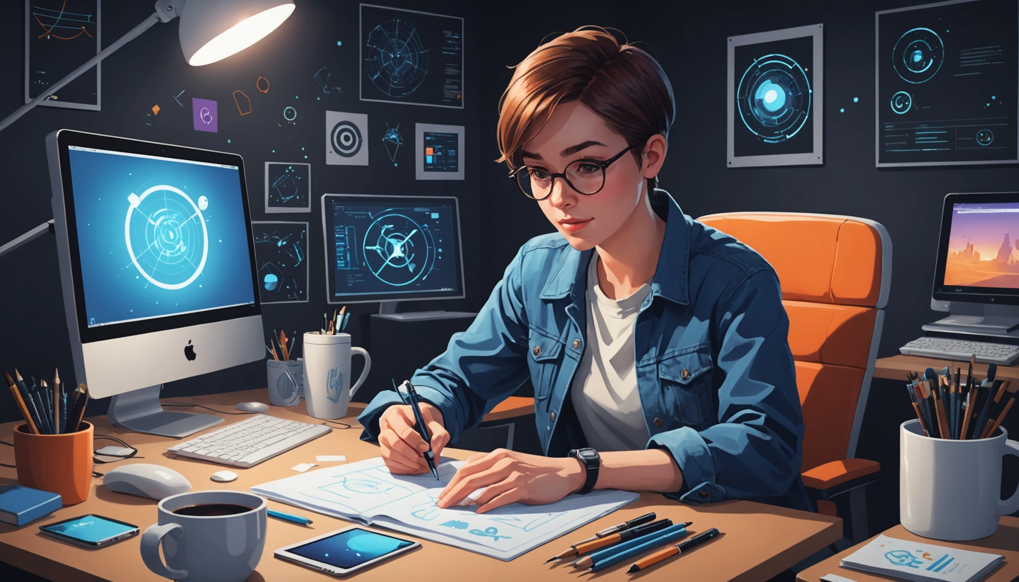 How to Find Bandcamp Artists, Digital art, technology concept, abstract, clean lines, minimalist, corporate blue and white, data visualization, glowing nodes, wordpress, php, html, css