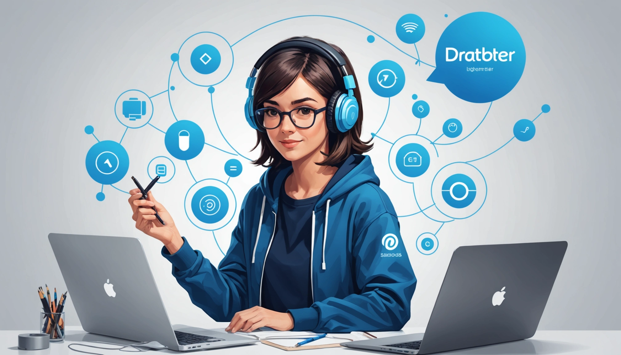 How to Scrape Spotify Playlist Curators, Digital art, technology concept, abstract, clean lines, minimalist, corporate blue and white, data visualization, glowing nodes, wordpress, php, html, css