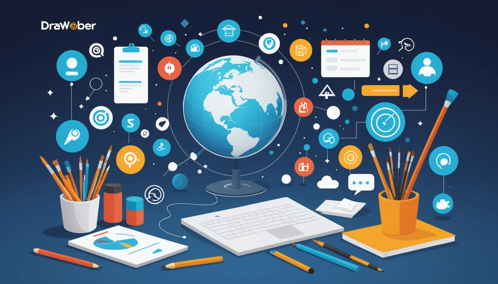 How to Scrape Yahoo Directory, Digital art, technology concept, abstract, clean lines, minimalist, corporate blue and white, data visualization, glowing nodes, wordpress, php, html, css