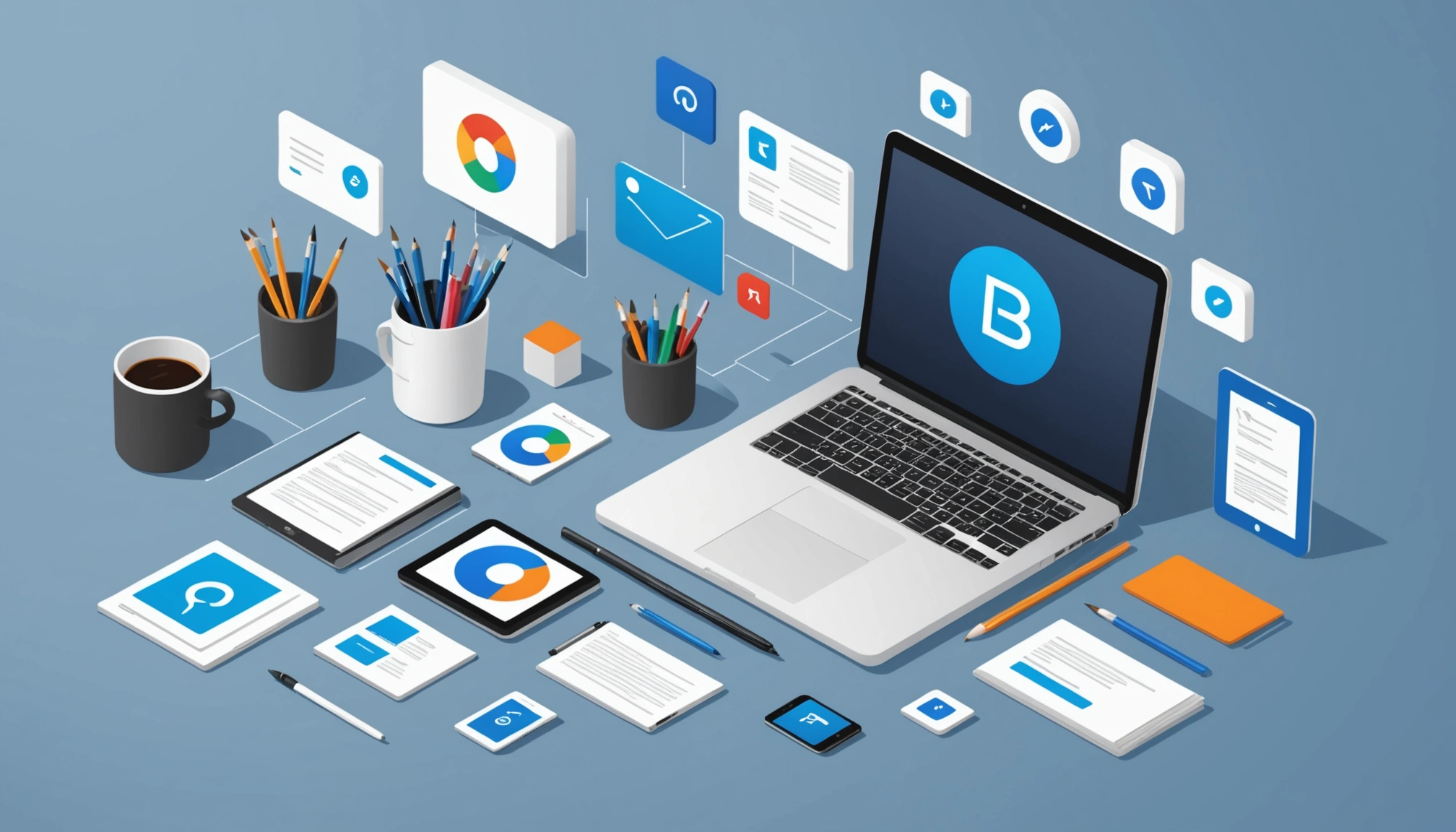 How to Find Emails in Google Docs, Digital art, technology concept, abstract, clean lines, minimalist, corporate blue and white, data visualization, glowing nodes, wordpress, php, html, css